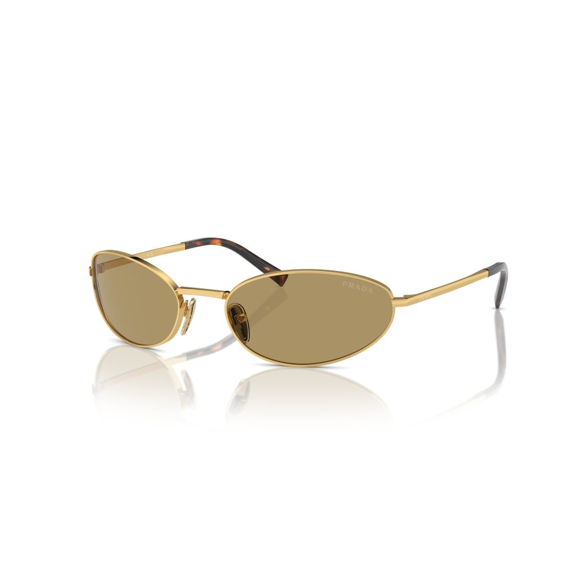 Prada 0Pr A59s Oval Gold-Toned Metal Frame Sunglasses
