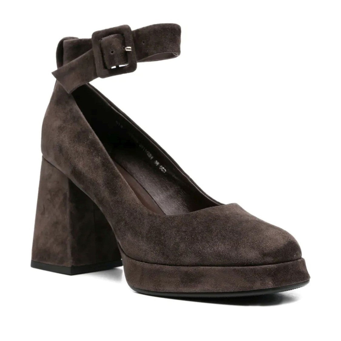 Adrianna Feretti Brown Ankle Strap Chunky Heel Suede Pumps