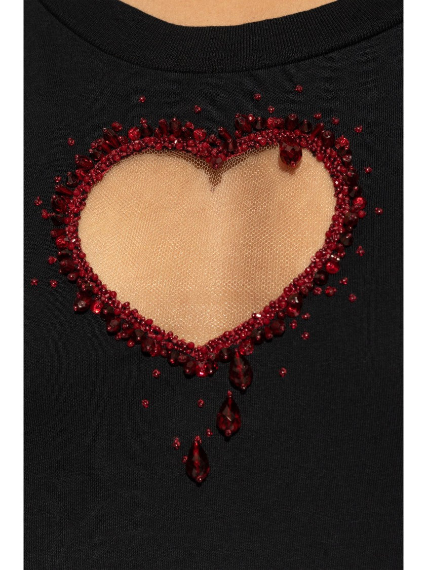 Dsquared2 Fitted Black Cotton Heart Cutout Dress
