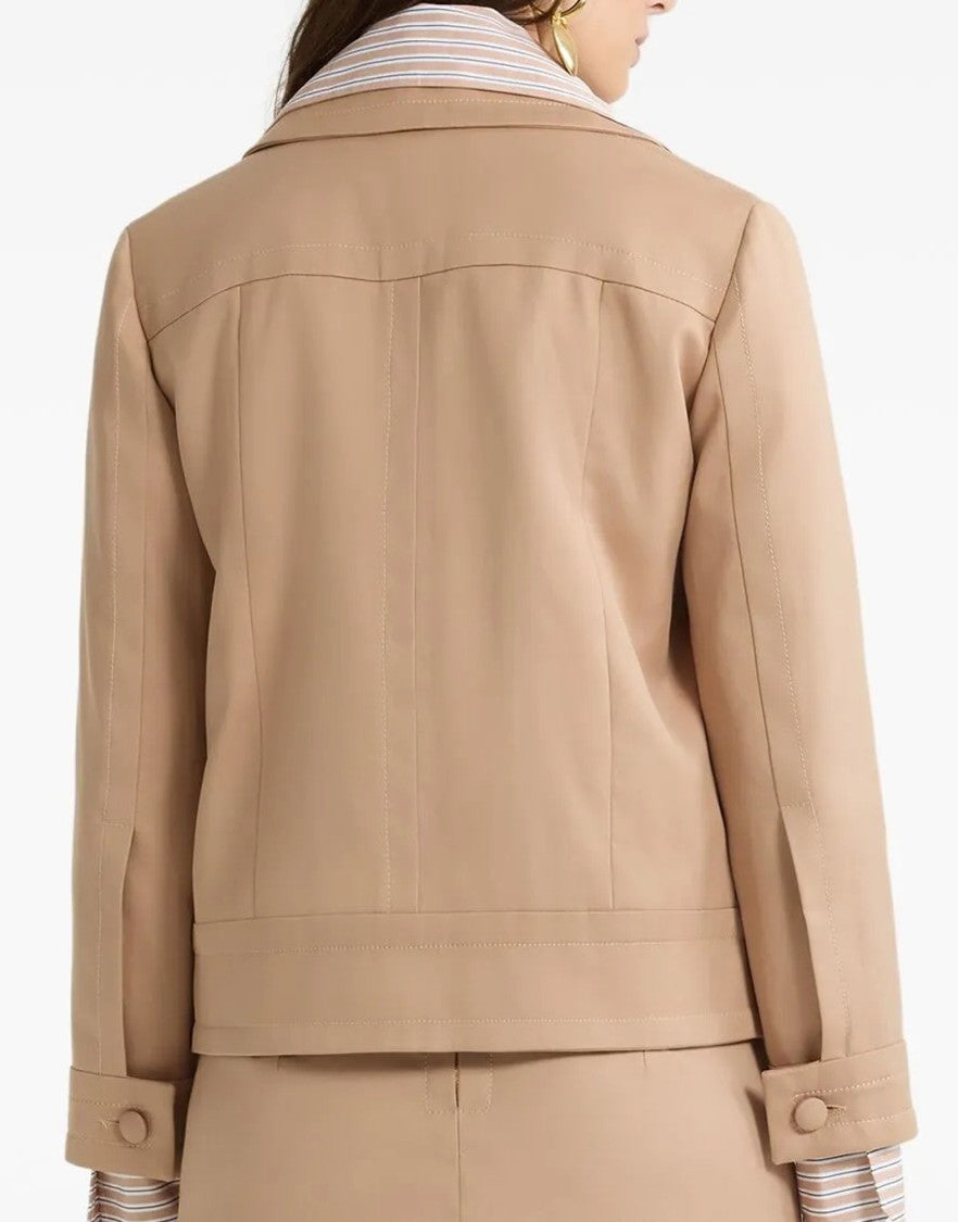 Patou Tailored Short Zipped Jacket In Praline Beige