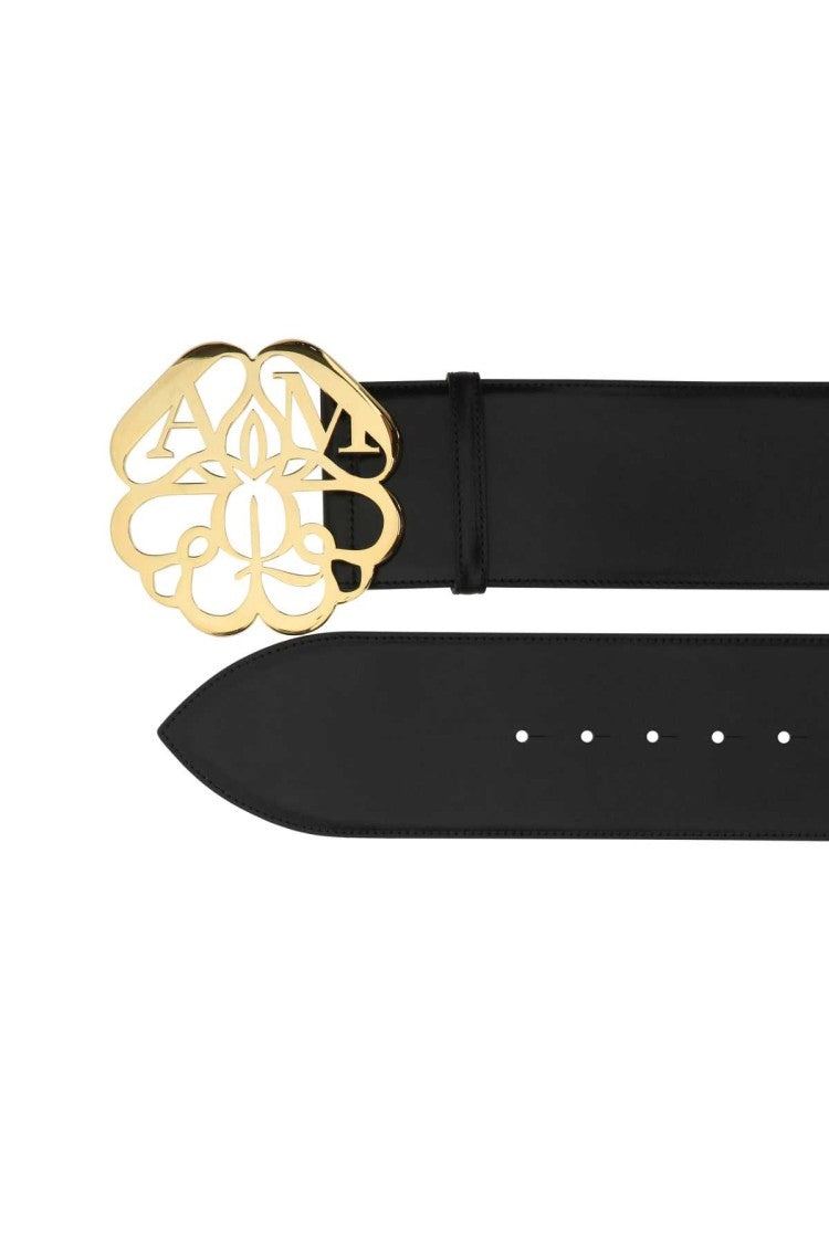Alexander Mcqueen Black Leather Belt