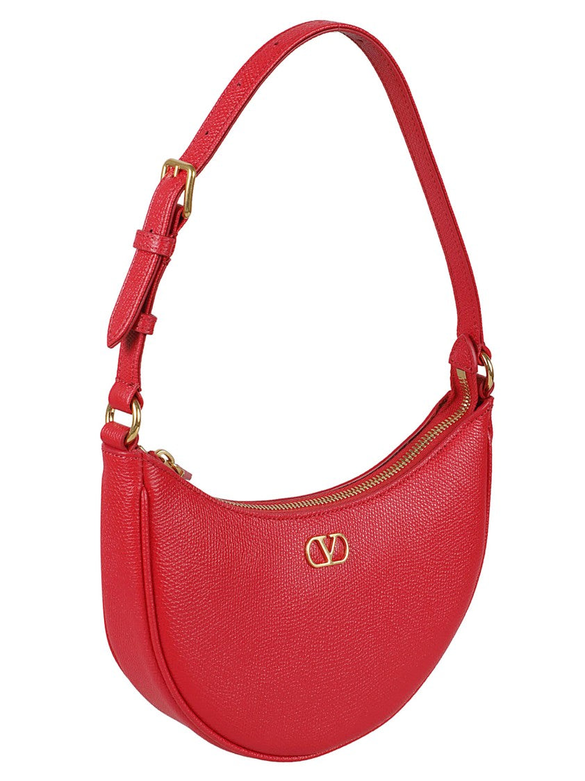 Valentino Garavani Crescent-Shaped Handbag In Textured Calf Leather
