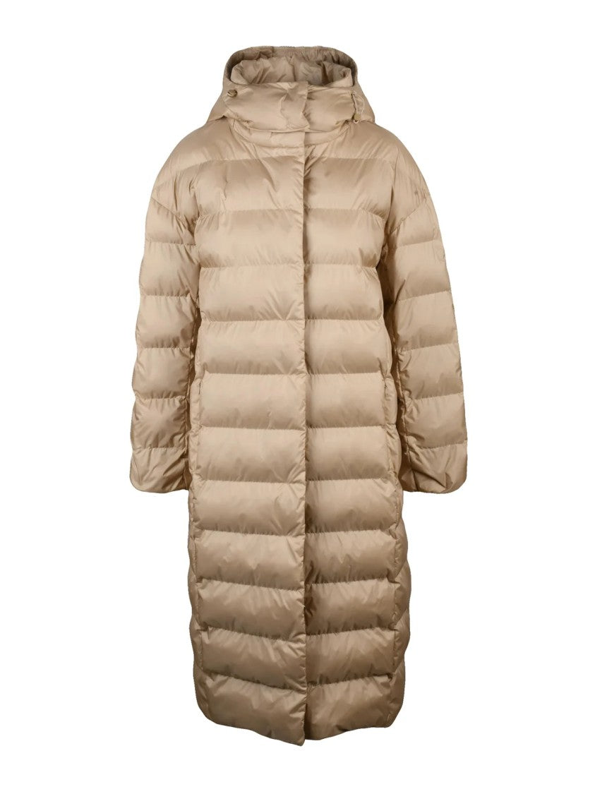 Mm By Max Mara Beige Polyamide Hooded Down Jacket