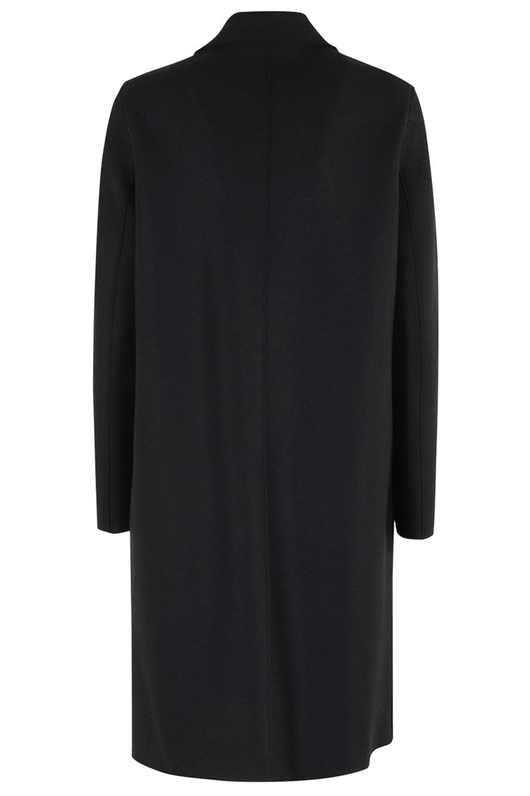 Harris Wharf London Tailored Black Overcoat With Classic Lapel