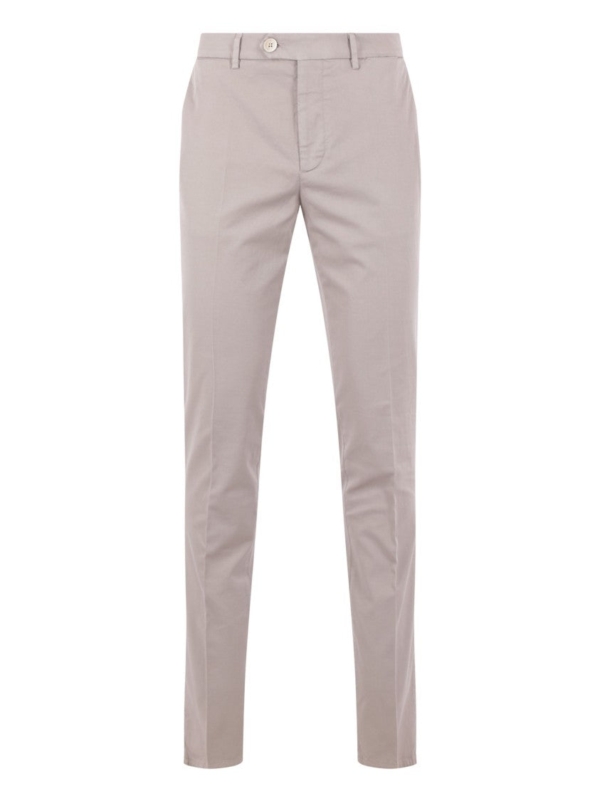 Brunello Cucinelli Beige Central Pleat Cotton Formal Pants