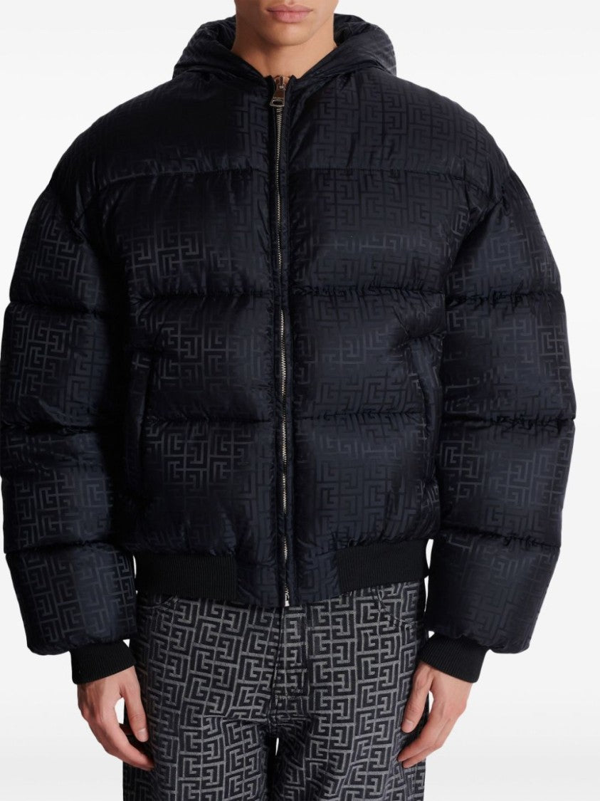 Balmain Signature Monogram Print Padded Jacket