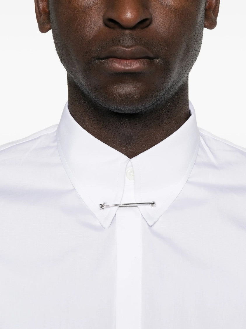 Dsquared2 White Long-Sleeve Silver Safety Pin Shirt