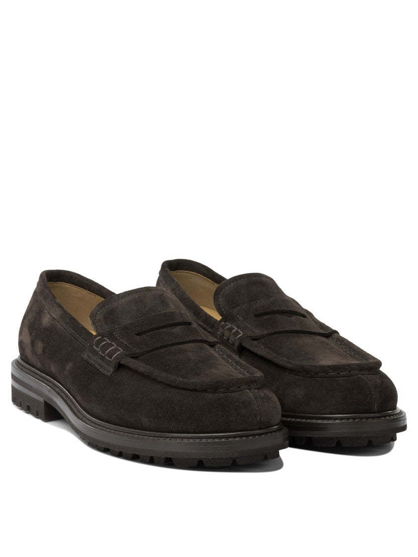 Henderson Baracco Suede Loafers With Penny Strap And Rubber Sole