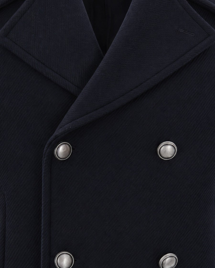 Breras Milano Blue Double-Breasted Wool Peacoat