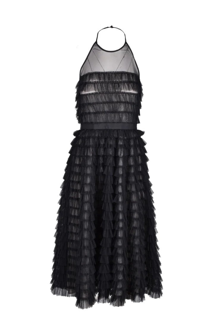 Pinko Black Tulle Dress Polyester