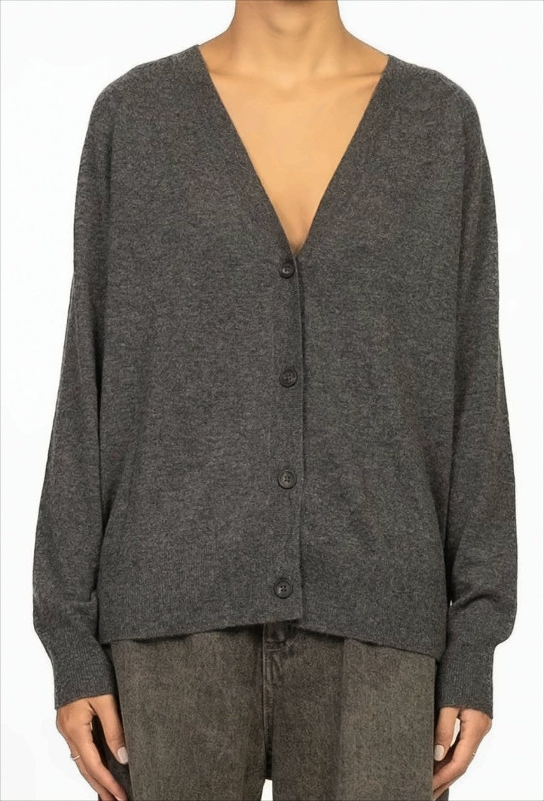 Max Mara Classic-Fit Grey Cardigan With V-Neck