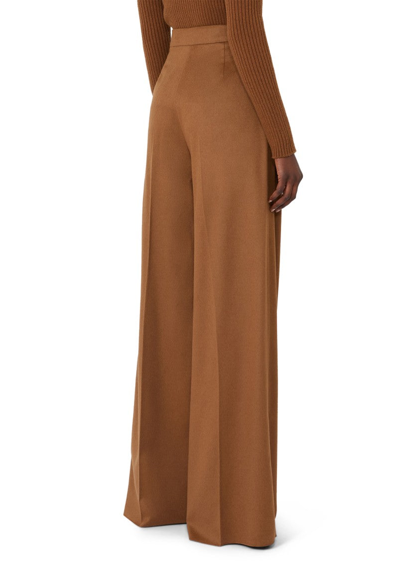 Max Mara Tailored Brown Leather Trousers With Minimalistic Design