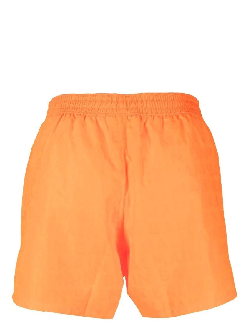 Balmain Vibrant Orange Swim Shorts With Comfortable Fit And Drawstring Closure