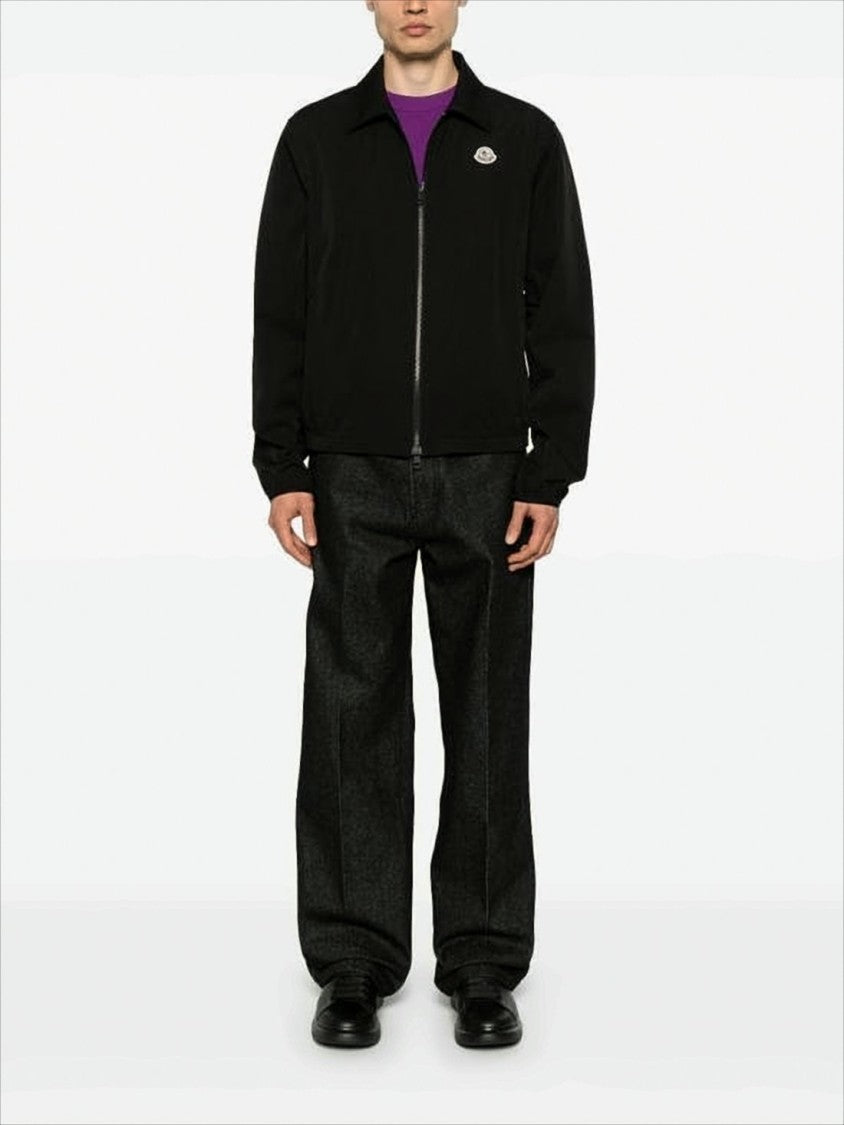 Moncler Minimalist Black Bomber Jacket With Elastic Details