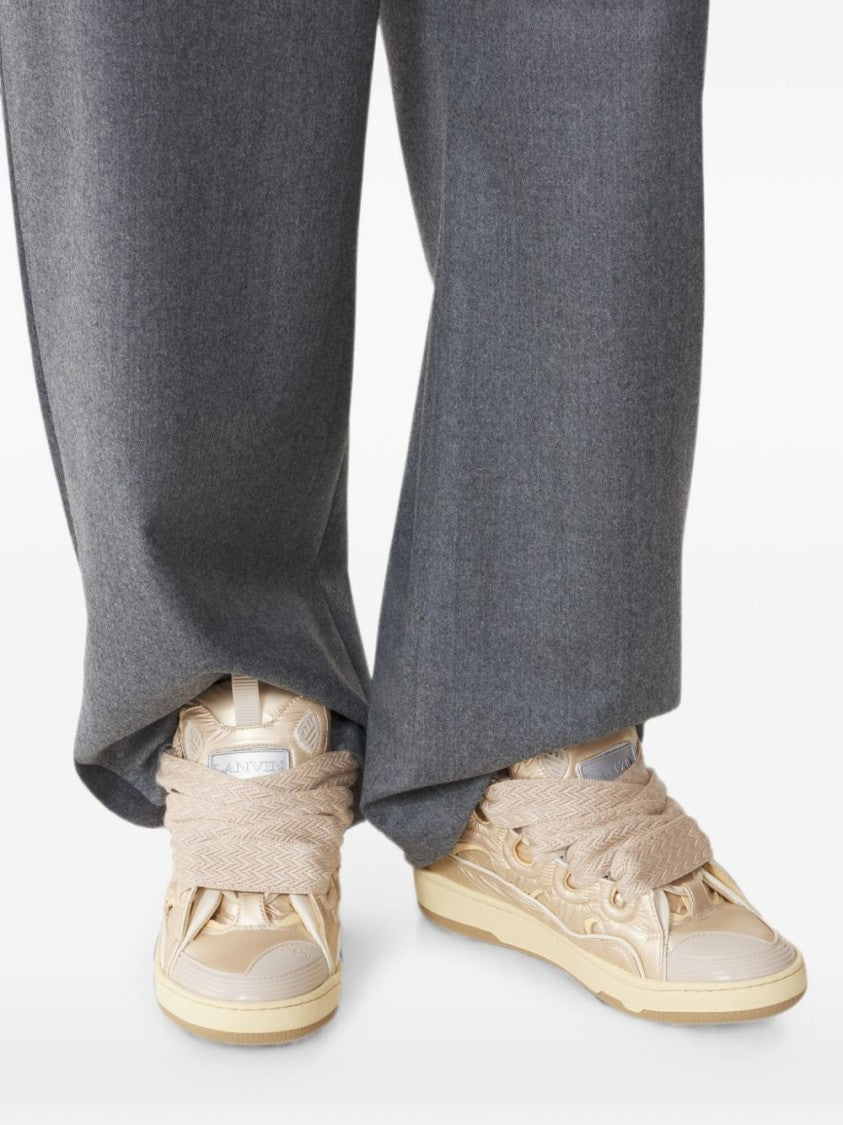 Lanvin Glossy Low-Top Sneakers With Oversized Laces