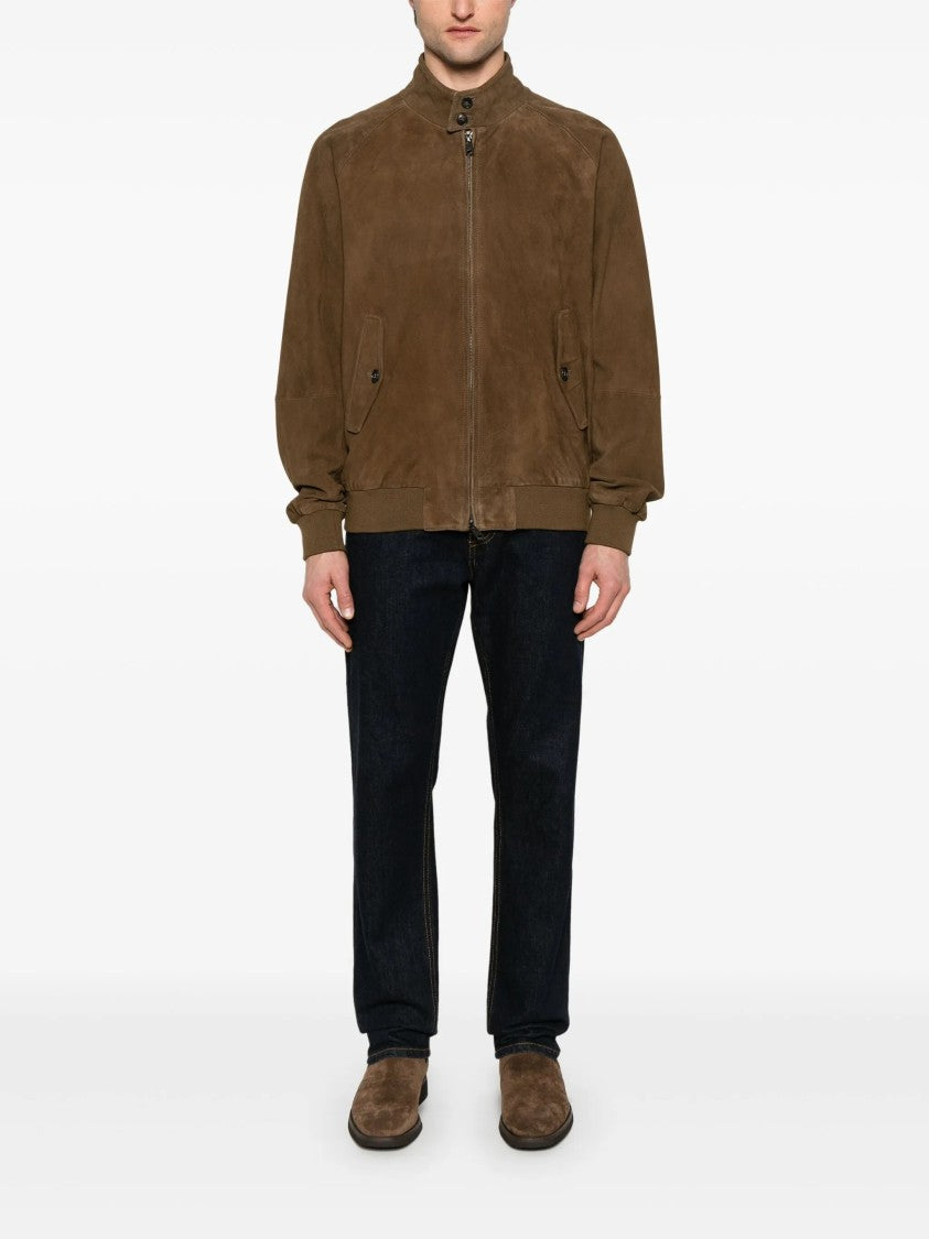 Baracuta Suede Bomber Jacket Flap Pockets