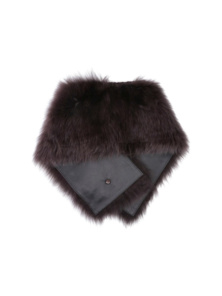 Almada Dark Brown Mayma Shearling Scarf