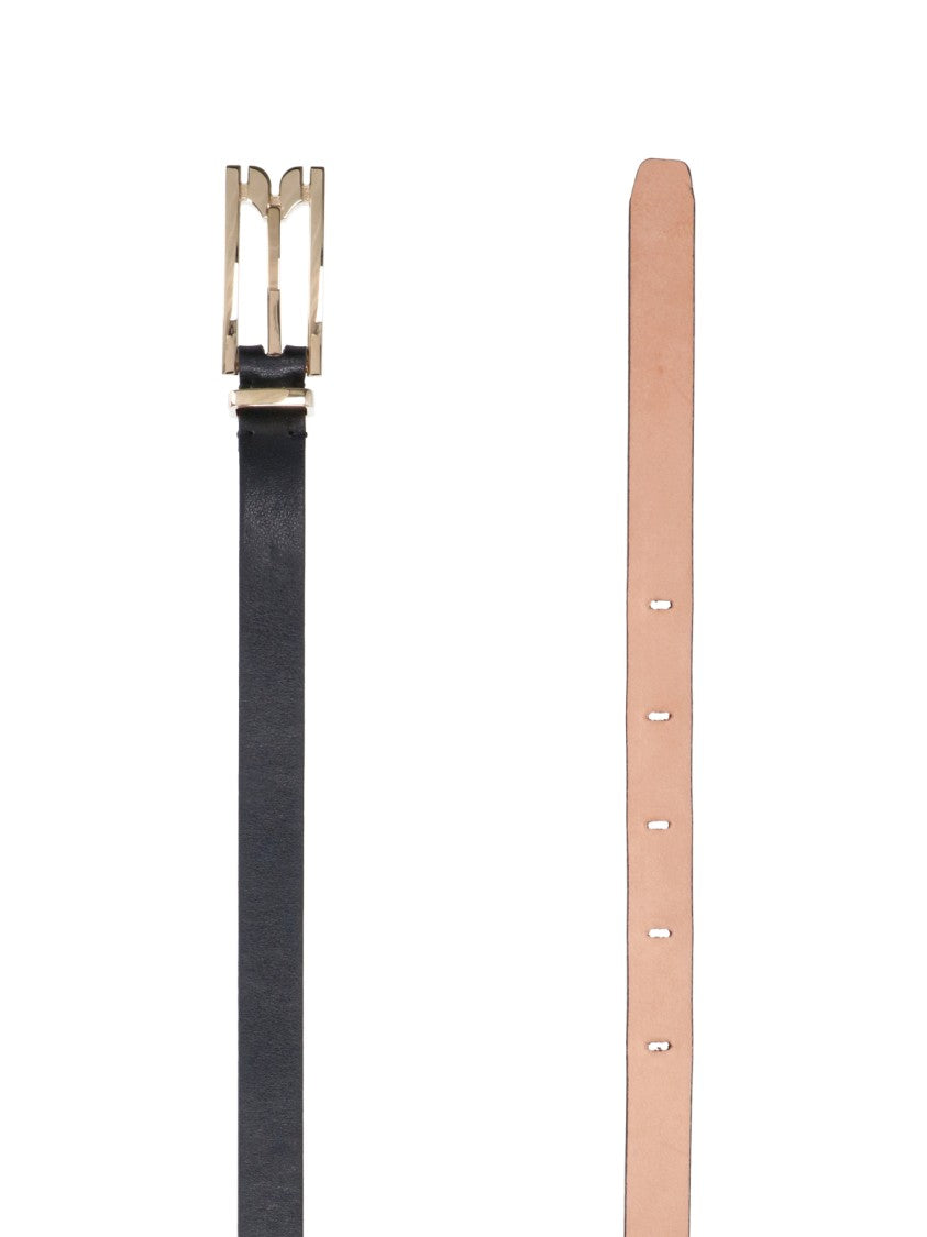 Victoria Beckham Slim Black Geometric Buckle Belt