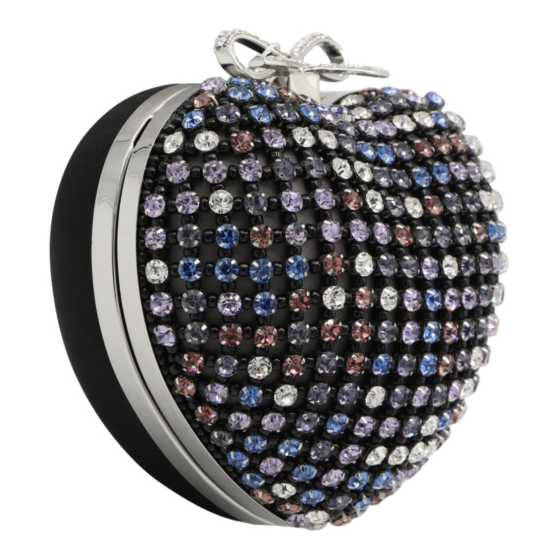 Self-Portrait Heart-Shaped Bag With Multicolored Rhinestone Design
