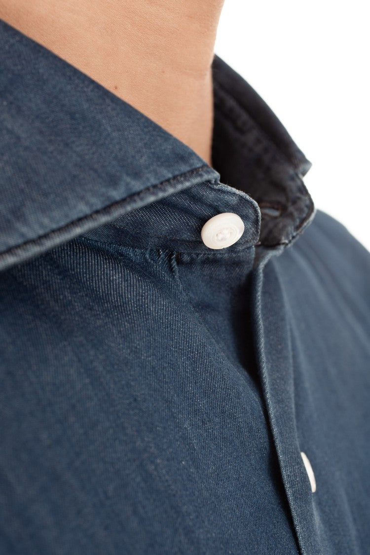 Finamore Twill Denim Tailored Shirt Milano Line