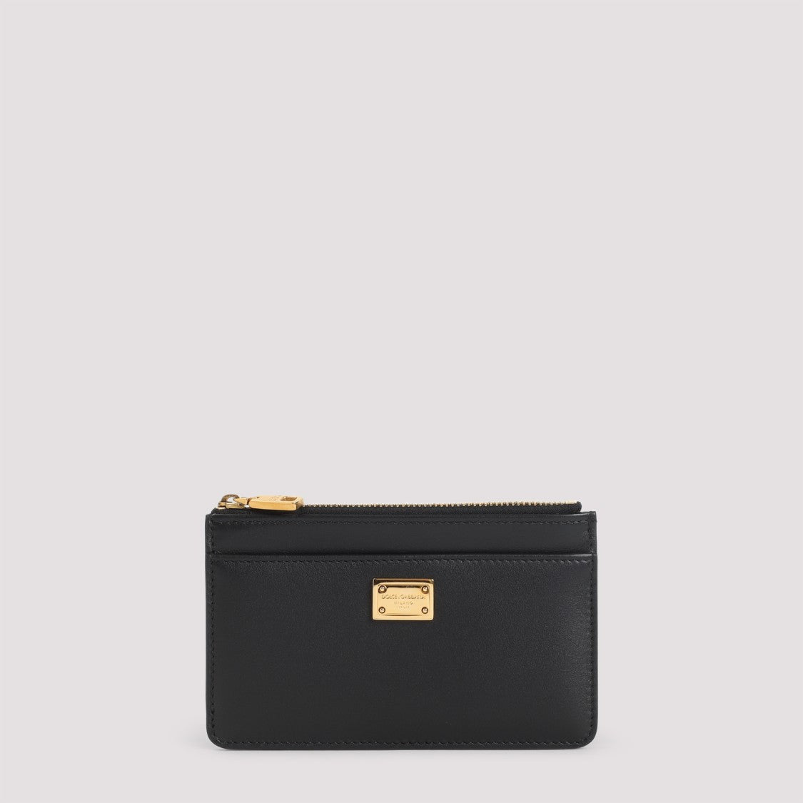 Dolce & Gabbana Black Calf Leather Zipped Credit Card Holder
