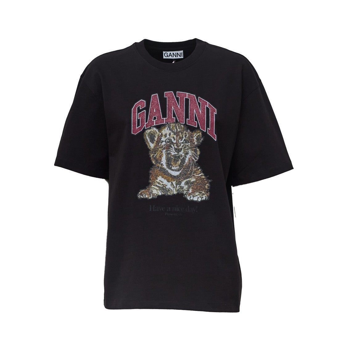 Ganni Heavy Cotton Tiger Caviar T-Shirt