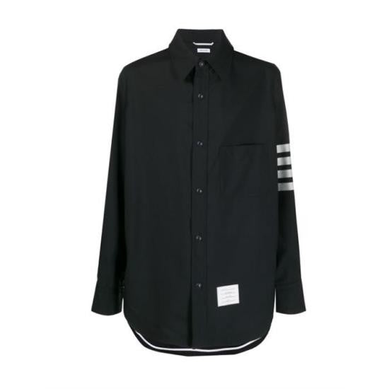 Thom Browne Button-Up Shirt With Classic Collar And Unique Stripe Detail