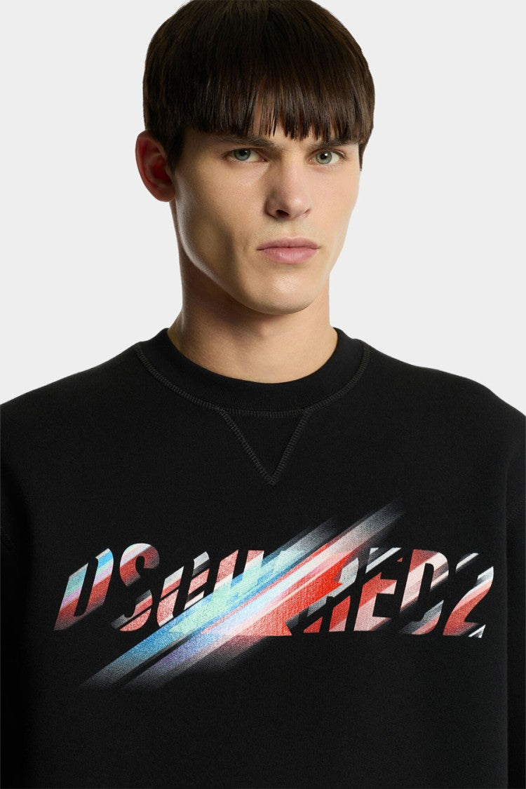 Dsquared2 Black Cotton Graphic Print Sweatshirt
