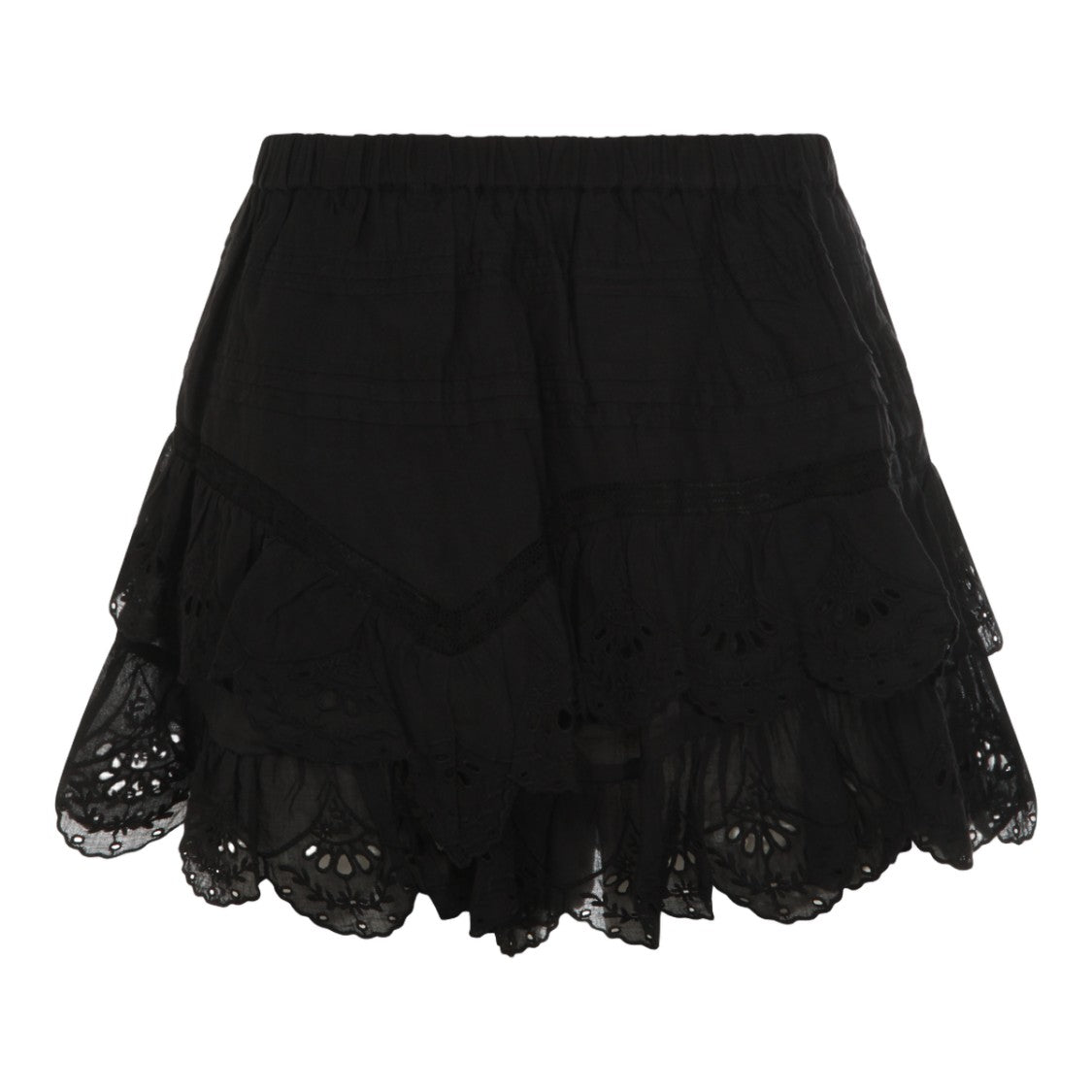 Isabel Marant Étoile Layered Black Skirt With Scalloped Edges