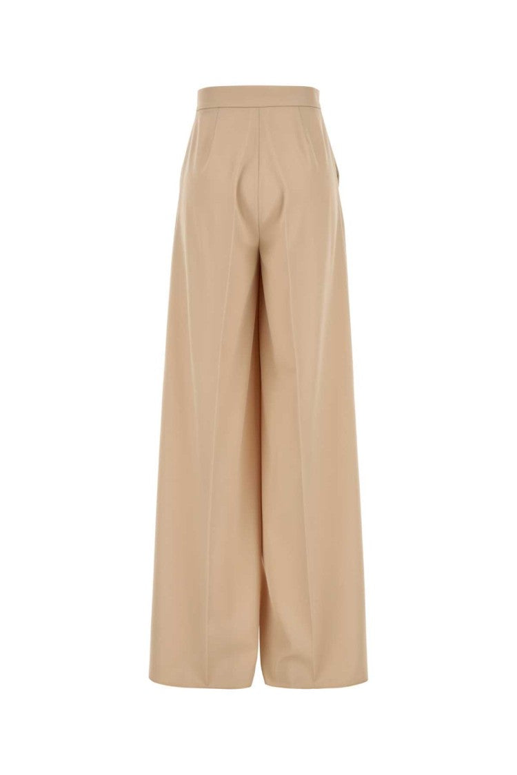 Max Mara Cream Wool Ninfa Wide-Leg Pant