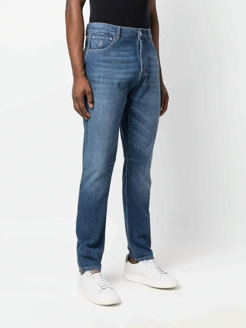 Brunello Cucinelli Medium Wash Straight-Leg Denim Pants