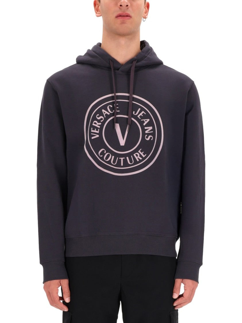 Versace Jeans Couture Hooded Circular Logo Sweatshirt