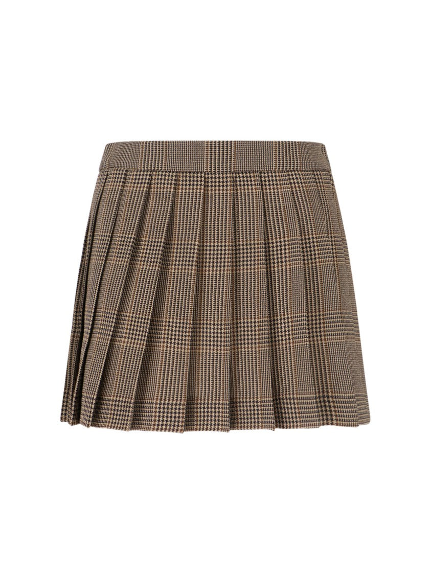 Golden Goose Prince Of Wales Check Pleated Mini Skirt
