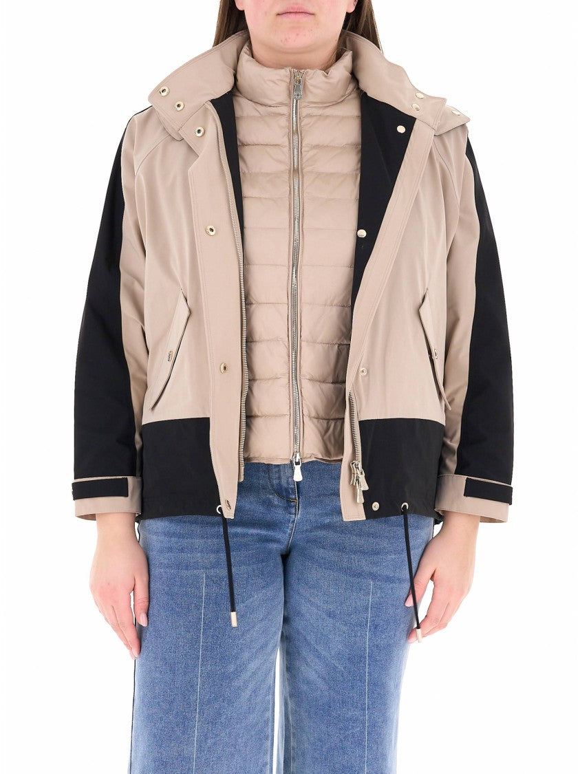 Elena Miro` Caban Boxy Two-Tone Beige/Black Jacket