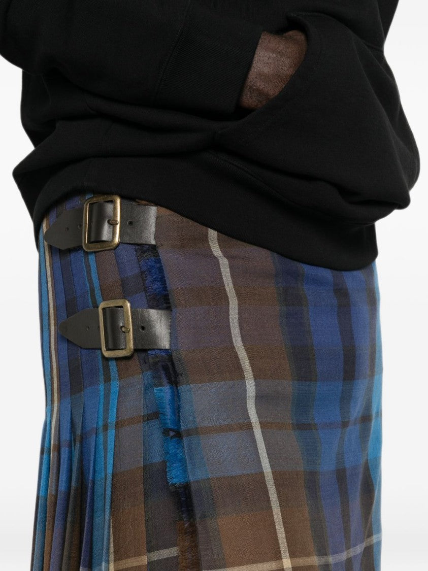 Vivienne Westwood Knee-Length Tartan Wrap Skirt With Leather Buckle Straps