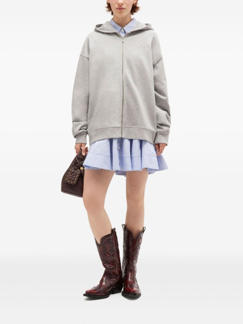 Ganni Playful Grey Zip-Up Hoodie