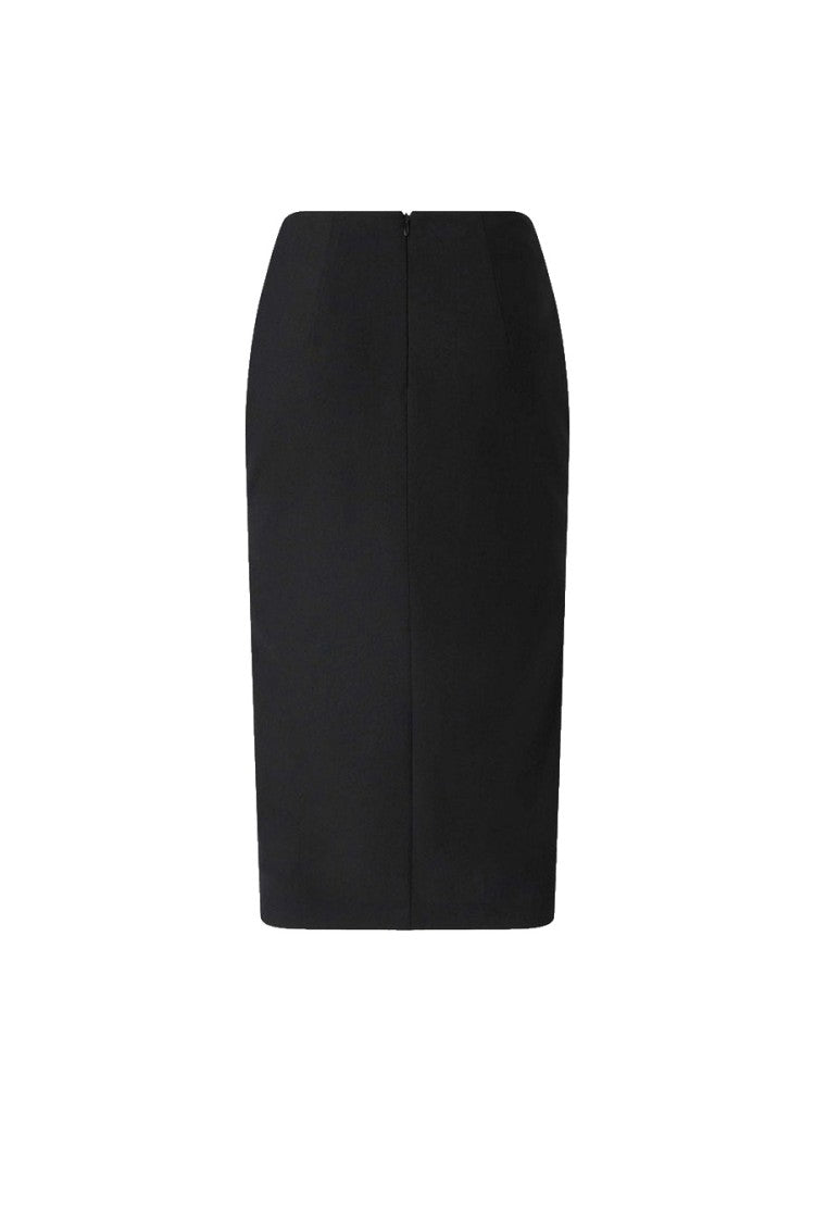 Pinko Black Polyester-Wool Blend Lace-Up Pencil Skirt