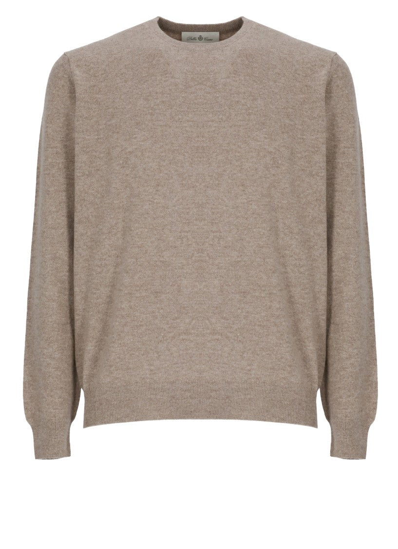 Della Ciana Beige Wool-Blend Crew Neck Sweater