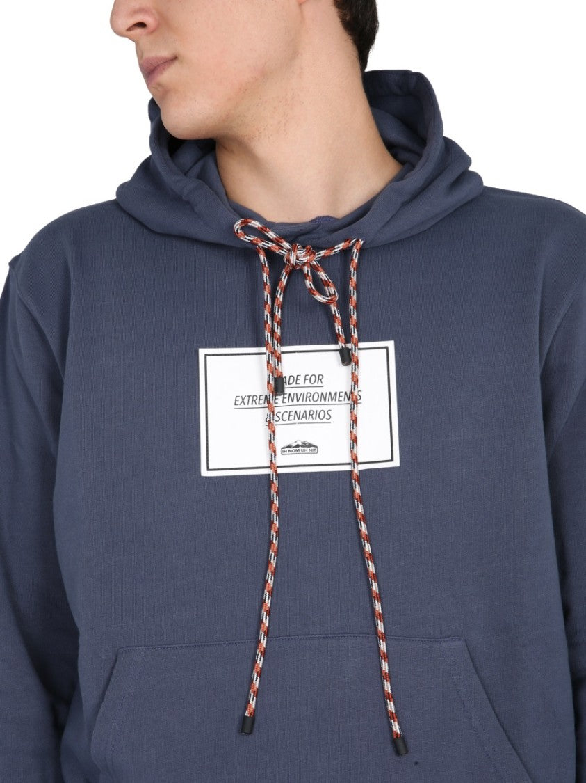 Ih Nom Uh Nit Muted Blue Hoodie With Multicolored Drawstrings