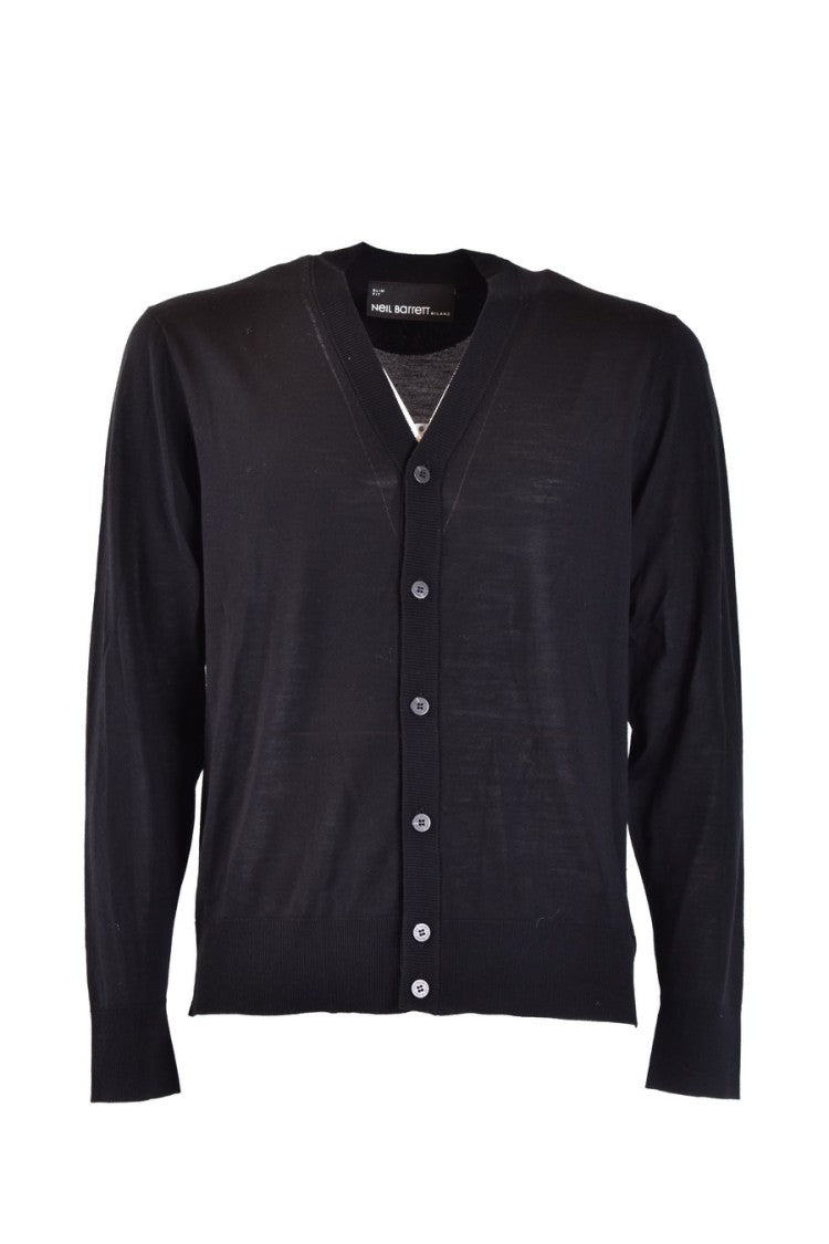Neil Barrett Button-Up Cardigan In Fine Wool V-Neckline
