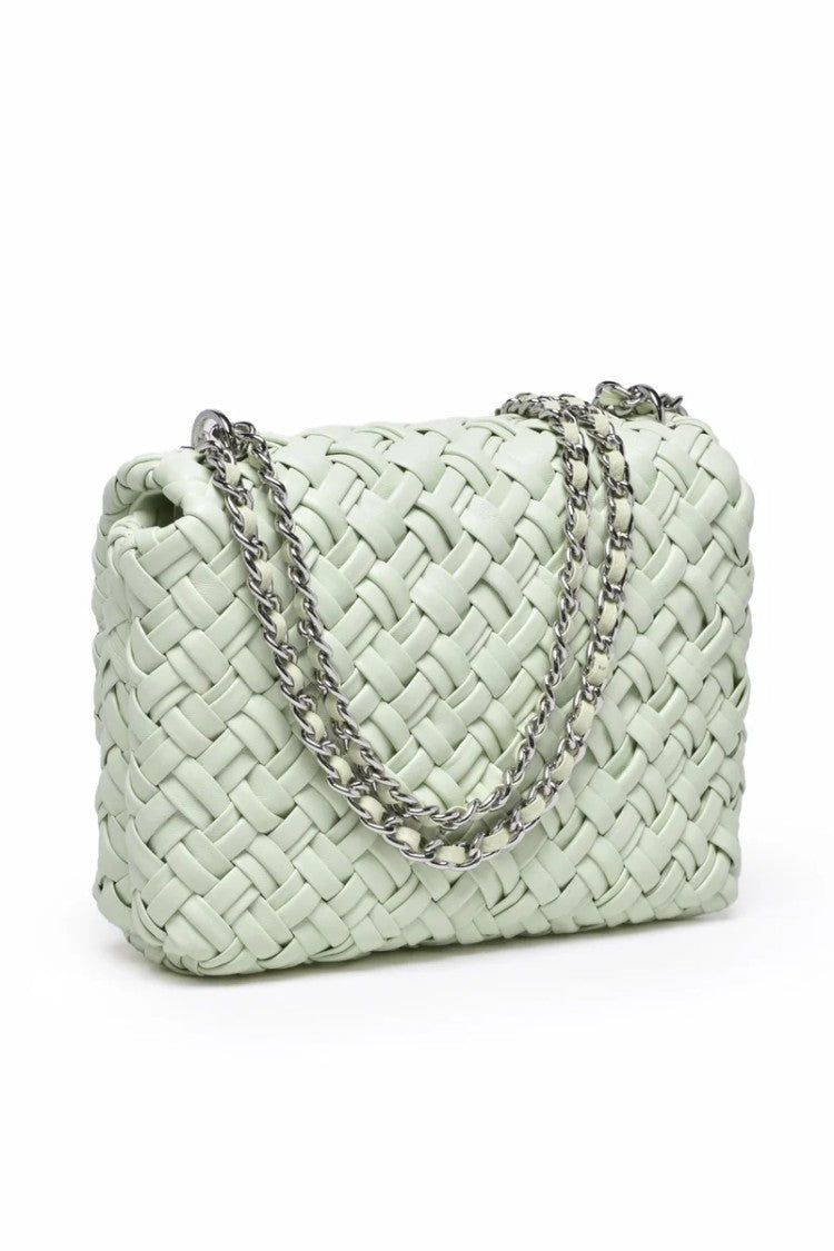 Tory Burch Britten Woven Small Shoulder Bag - Green