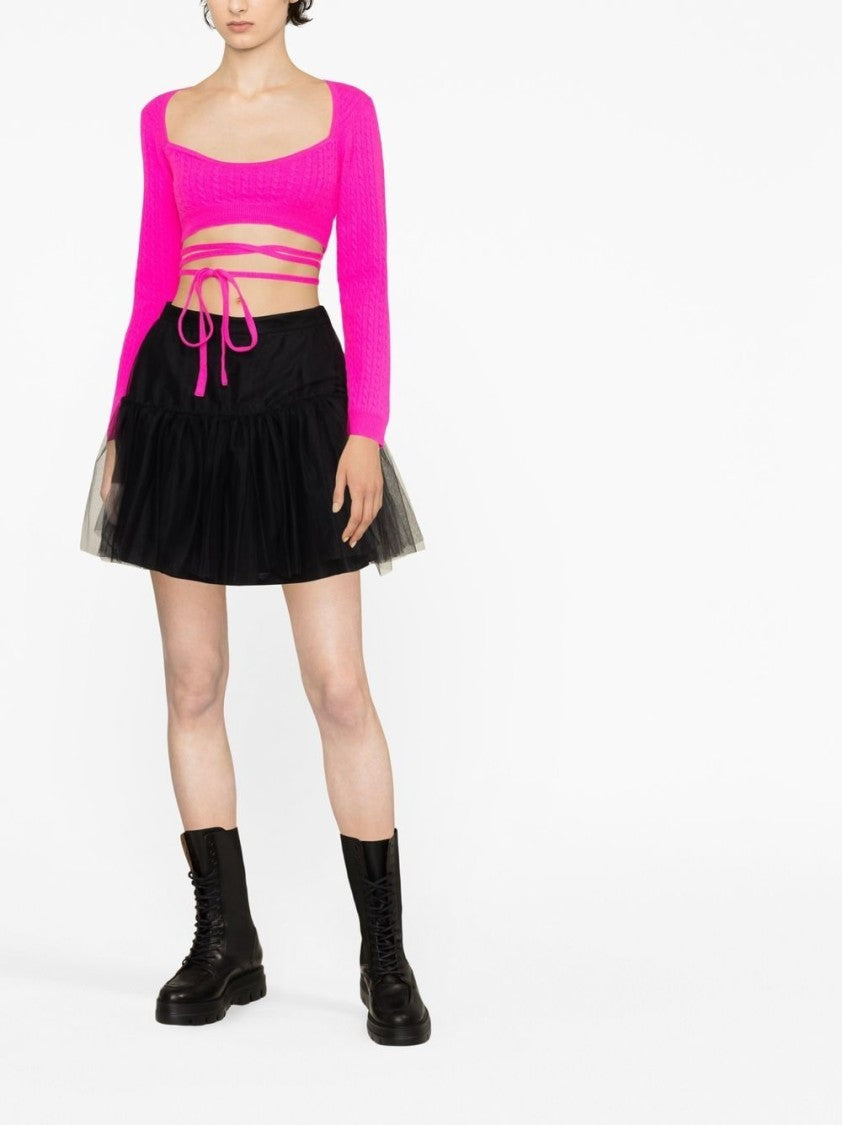 Patou Cropped Tie-Fastening Wool-Cashmere Blend Top