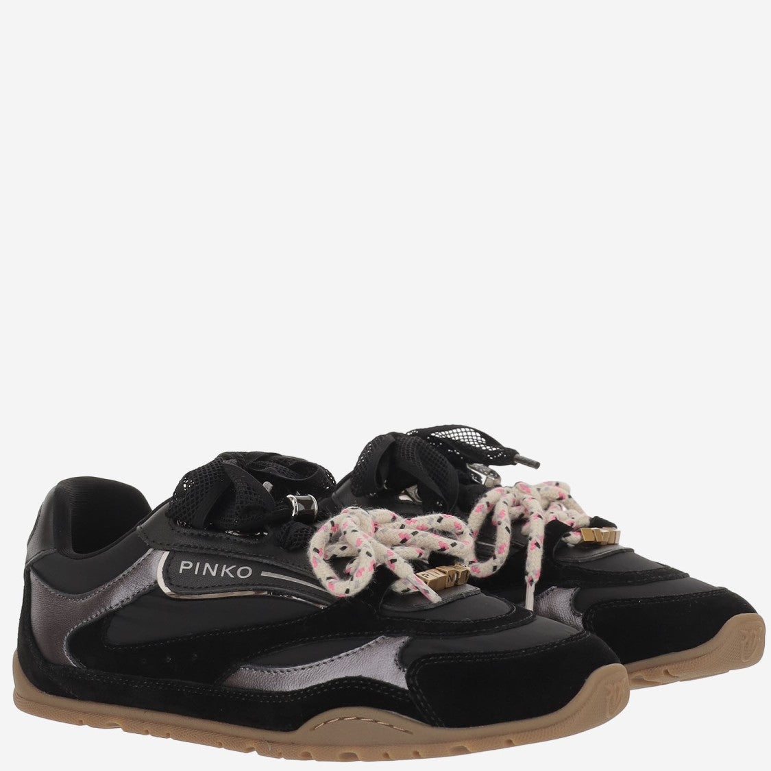 Pinko Two-Tone Structured Sneakers With Contrasting Details