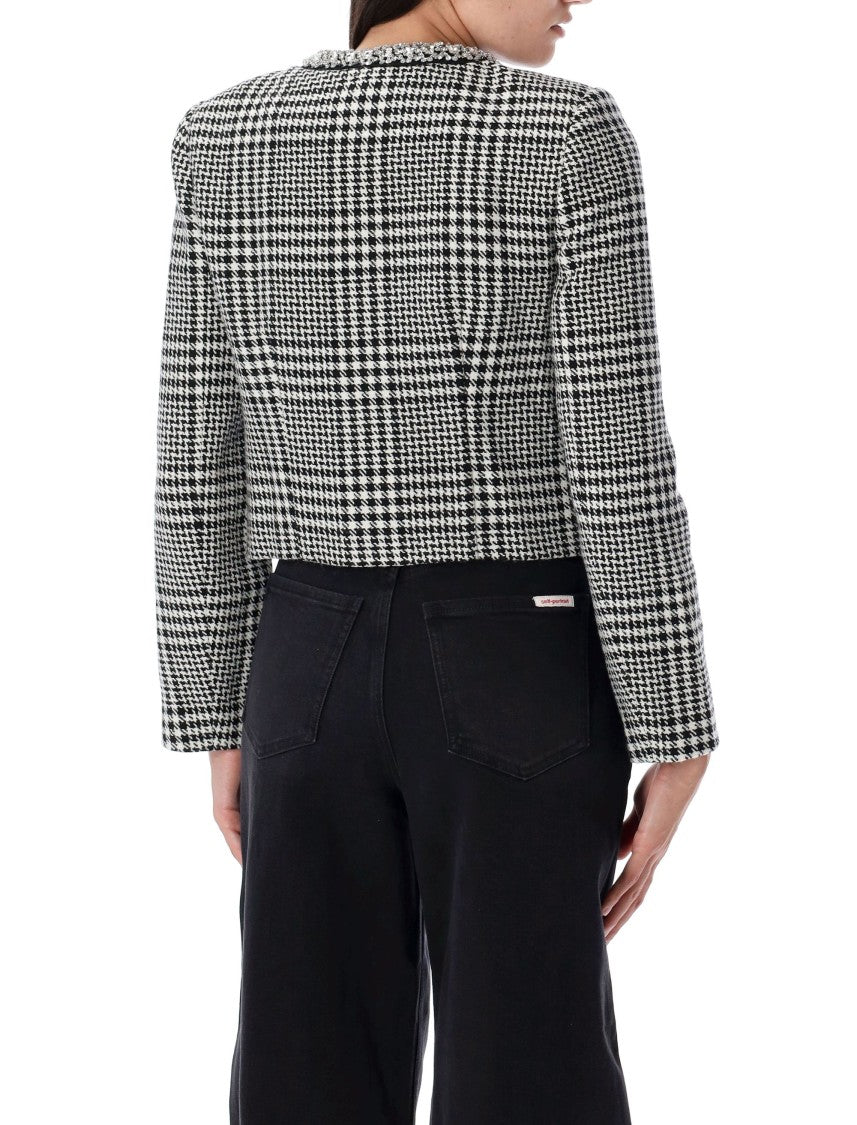 Self-Portrait Houndstooth Crystal Trim Jacket