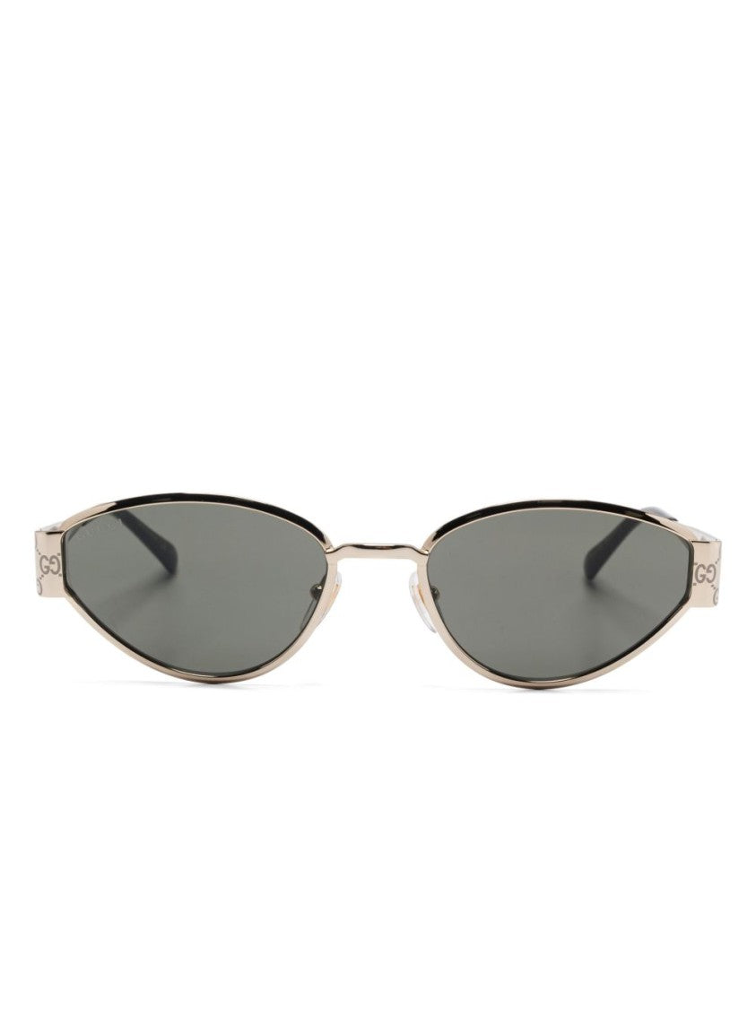 Gucci Narrow Oval Metal Frame Sunglasses
