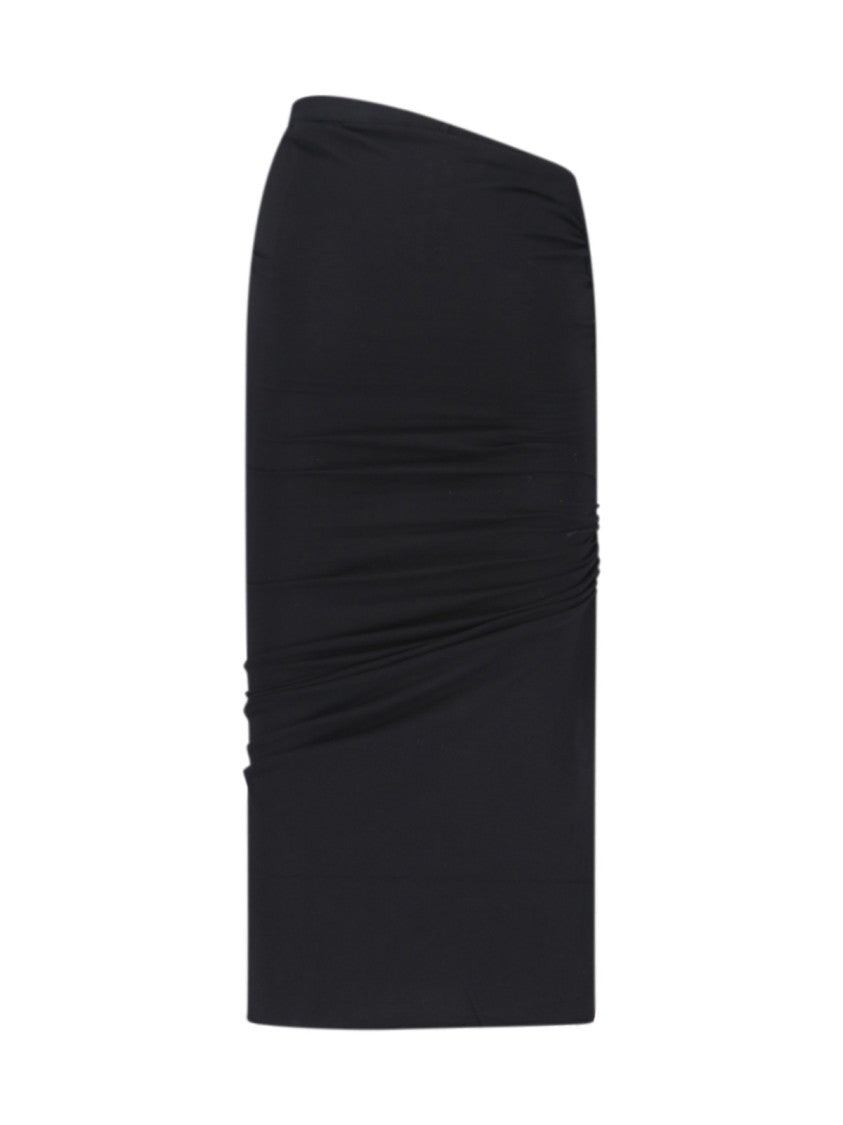 Drkshdw By Rick Owens "Edfu" Draped Midi Skirt – Black