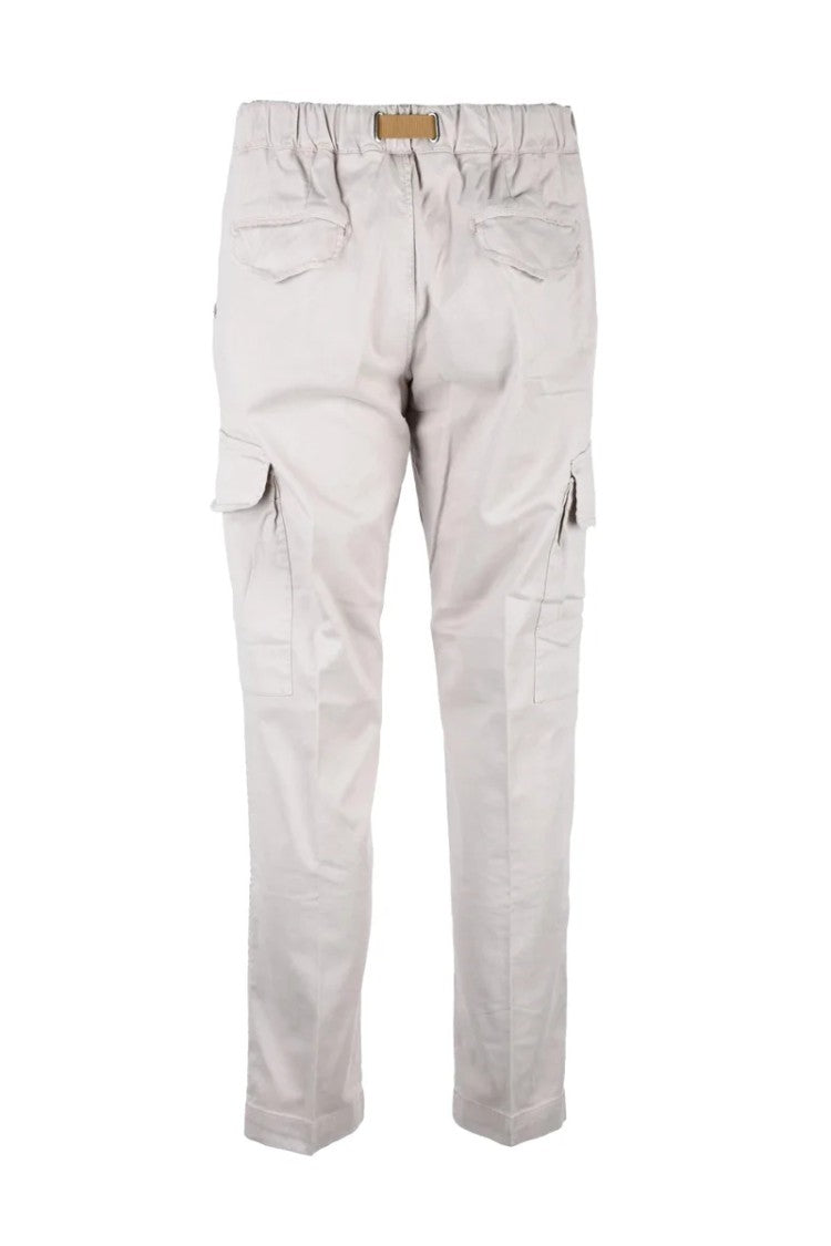 White Sand White Sand Beige Cotton Tencel Silk Stretch Trousers