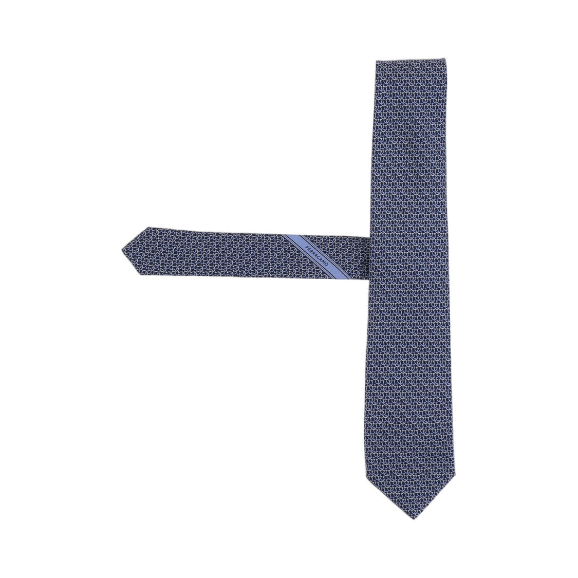Salvatore Ferragamo Navy Patterned Silk Tie