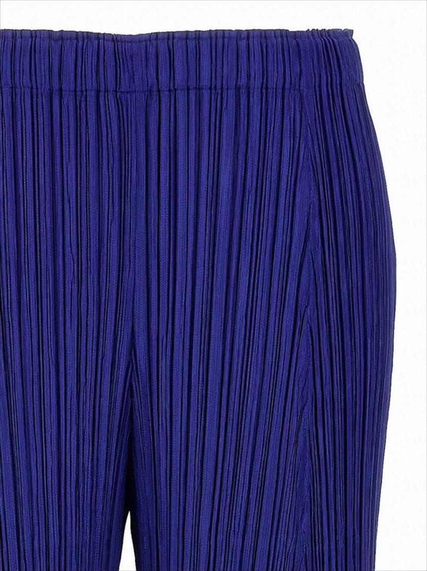Pleats Please Pleated Wide-Leg Cropped Pants With Elastic Waistband