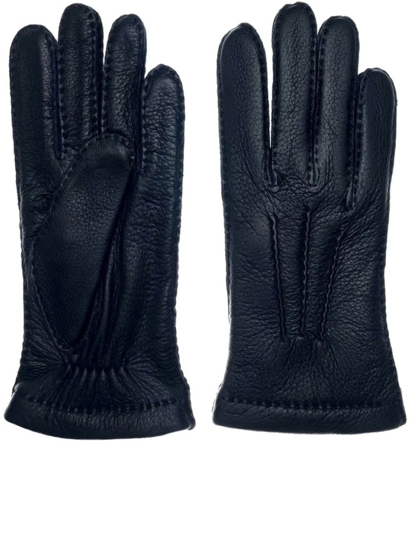 Restelli Pelle Di Cervo Textured Gathered Wrist Leather Gloves